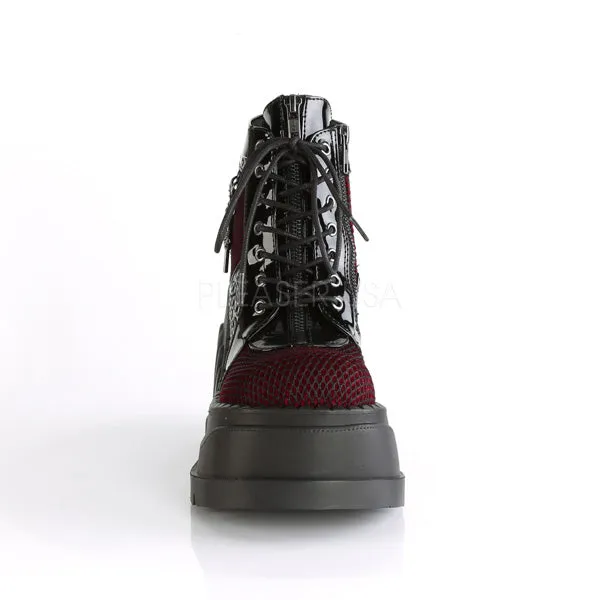 4 Inch Platform STOMP-18 Black-Burgundy Velvet