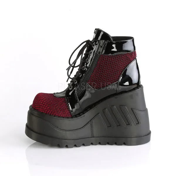 4 Inch Platform STOMP-18 Black-Burgundy Velvet