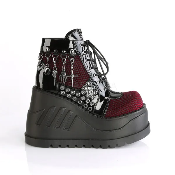 4 Inch Platform STOMP-18 Black-Burgundy Velvet