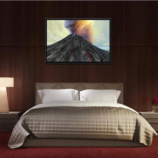 Active Volcano Belches Smoke Canvas Wall Art