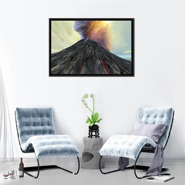 Active Volcano Belches Smoke Canvas Wall Art