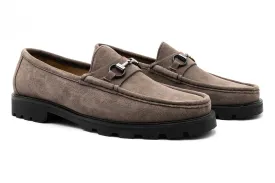 Addison Lug Water Repellent Suede Loafers - Smoke