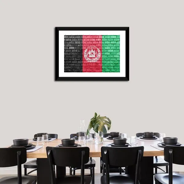 Afghanistan Flag On Bricks Wall Canvas Wall Art