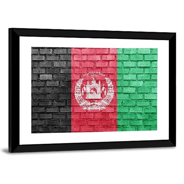 Afghanistan Flag On Bricks Wall Canvas Wall Art