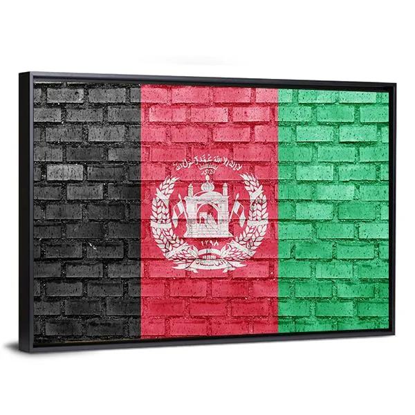 Afghanistan Flag On Bricks Wall Canvas Wall Art