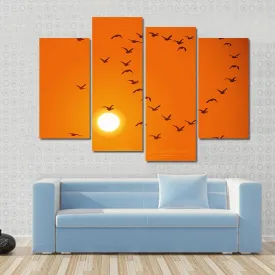 Birds In Heart Shape Canvas Wall Art