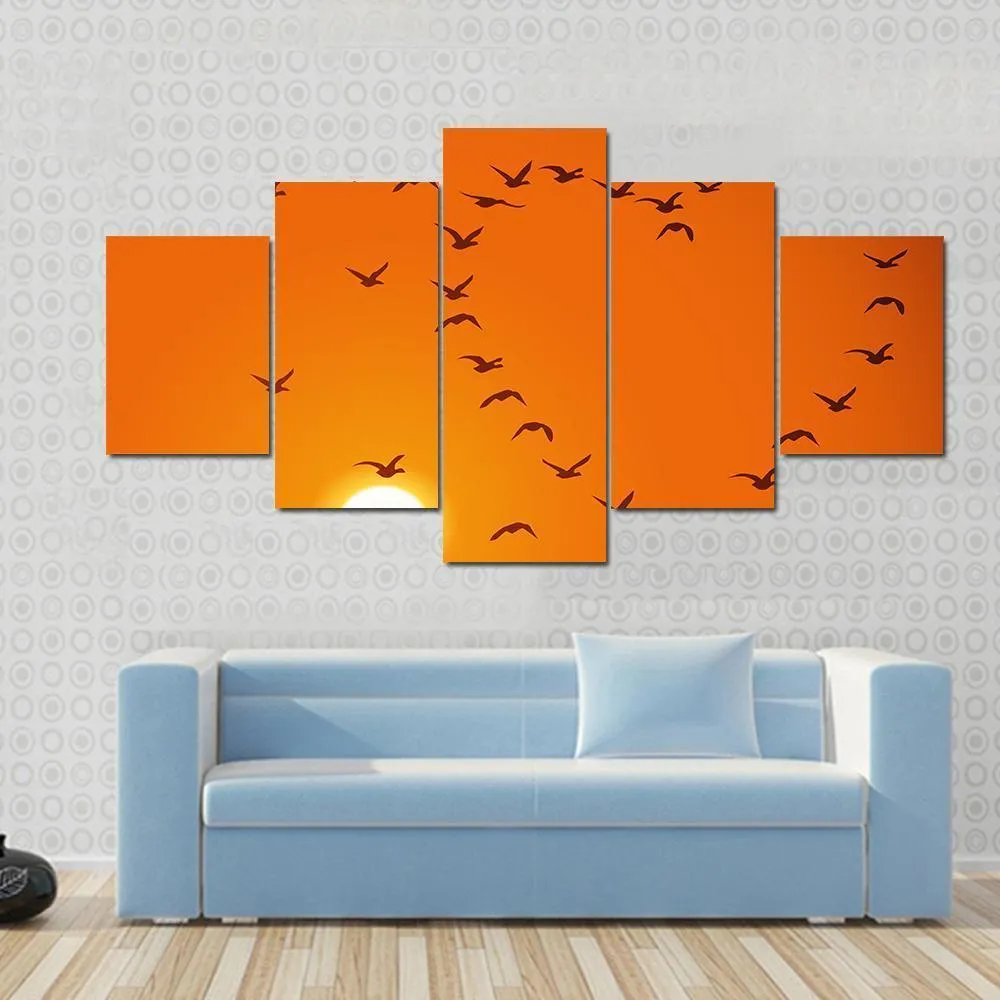 Birds In Heart Shape Canvas Wall Art