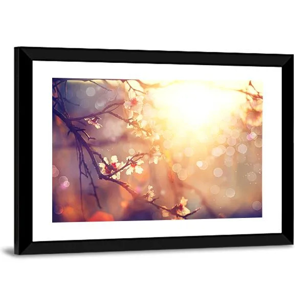 Blooming Tree With Sunlight Canvas Wall Art