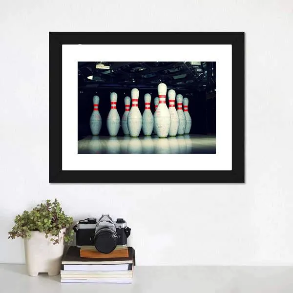 Bowling Pins Closeup Canvas Wall Art