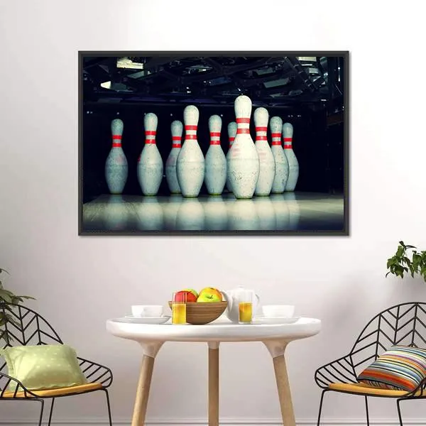 Bowling Pins Closeup Canvas Wall Art