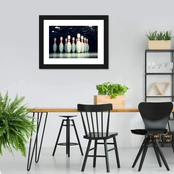 Bowling Pins Closeup Canvas Wall Art