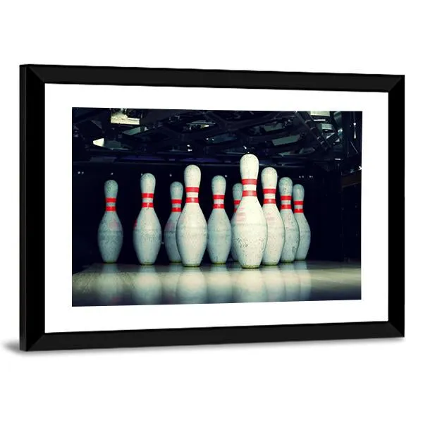 Bowling Pins Closeup Canvas Wall Art