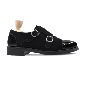 Carden -  Men's Black Patent Leather and Kid Suede Double Monkstrap