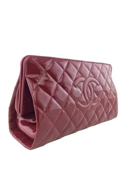 CL Quilted Patent Leather Timeless Clutch Bag