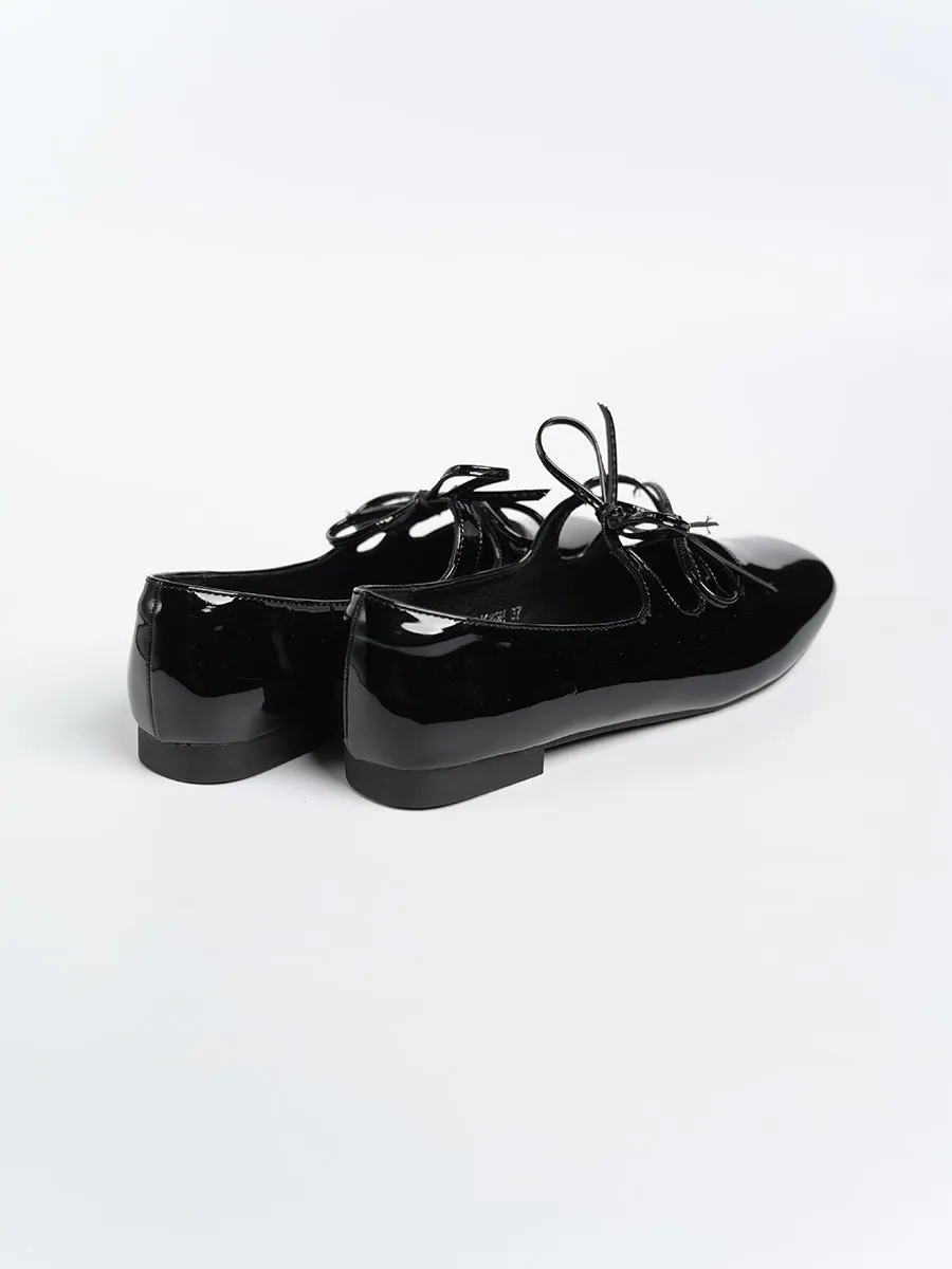 Clara Glossy Ribbon Flats