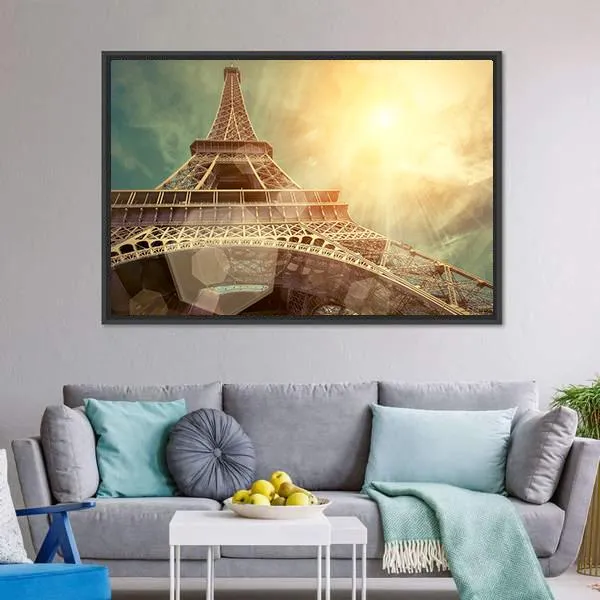 Close Up Eiffel Tower Canvas Wall Art