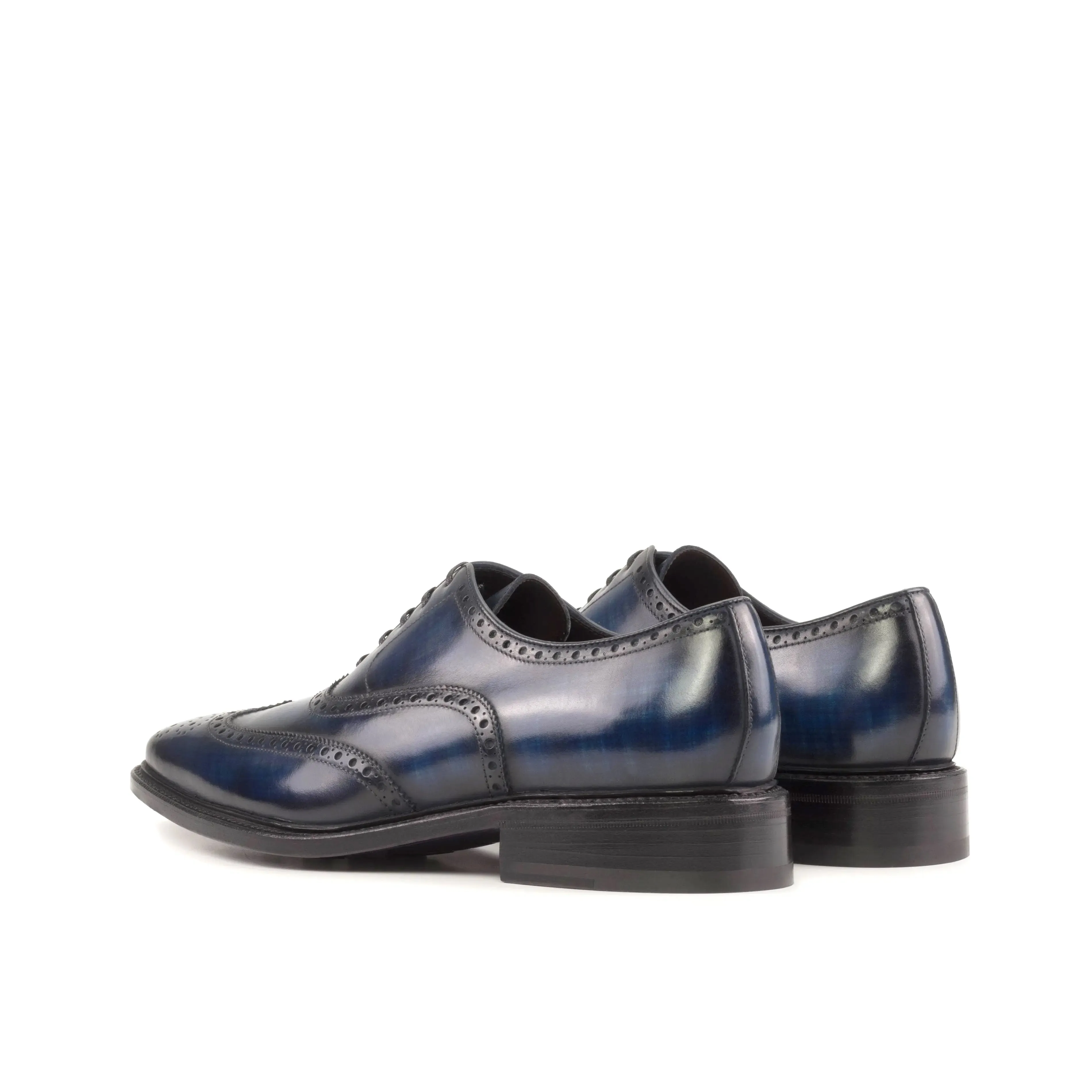 DapperFam Aeron in Denim Men's Hand-Painted Patina Full Brogue