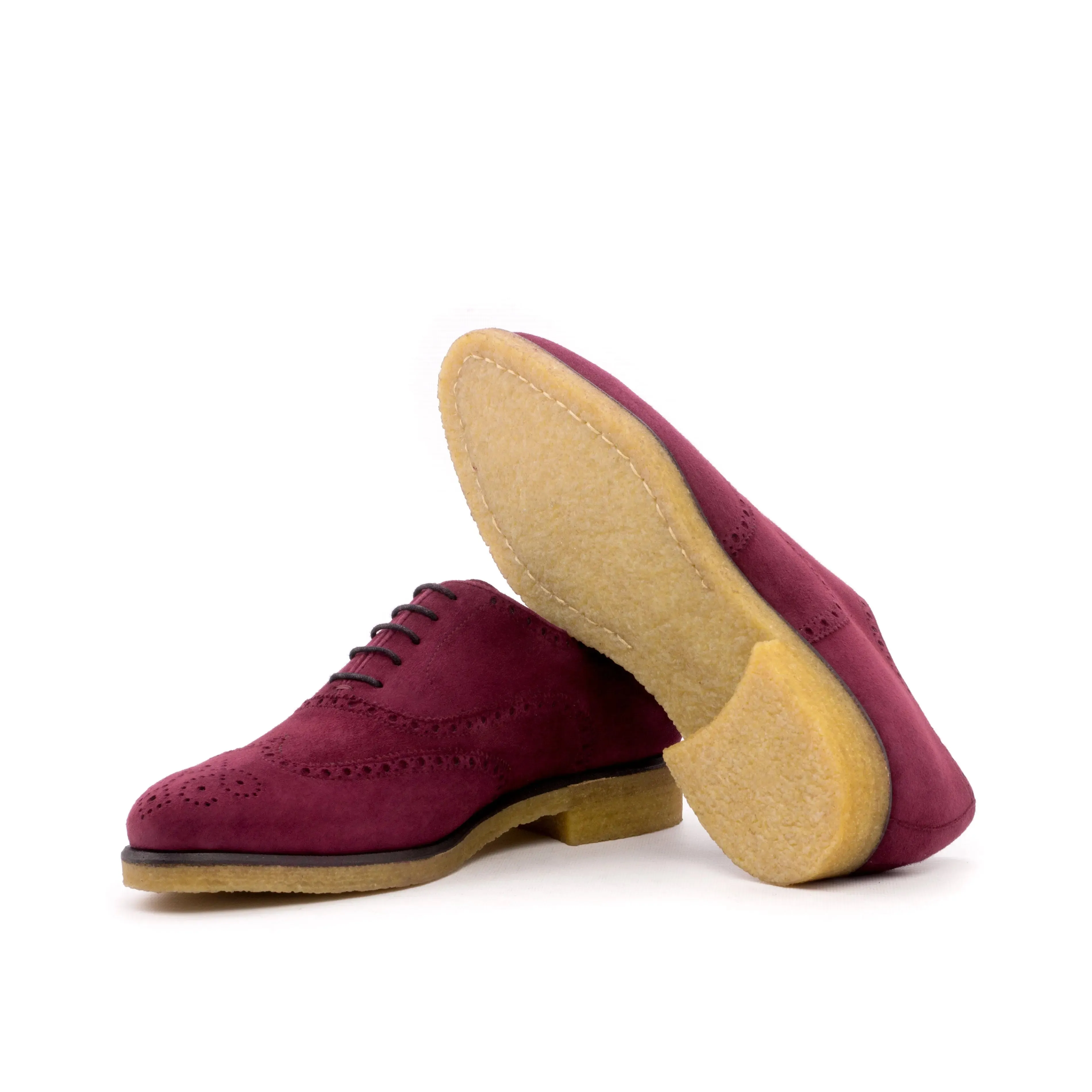 DapperFam Aeron in Wine Men's Italian Suede Full Brogue