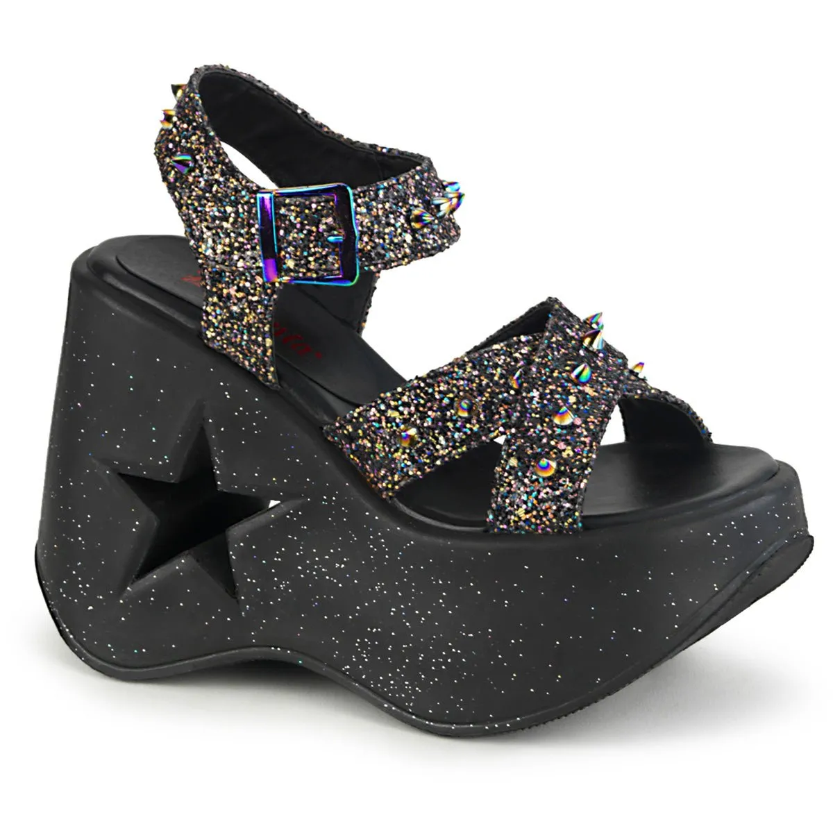 Demonia DYNAMITE-02 | Black Glitter Sandals