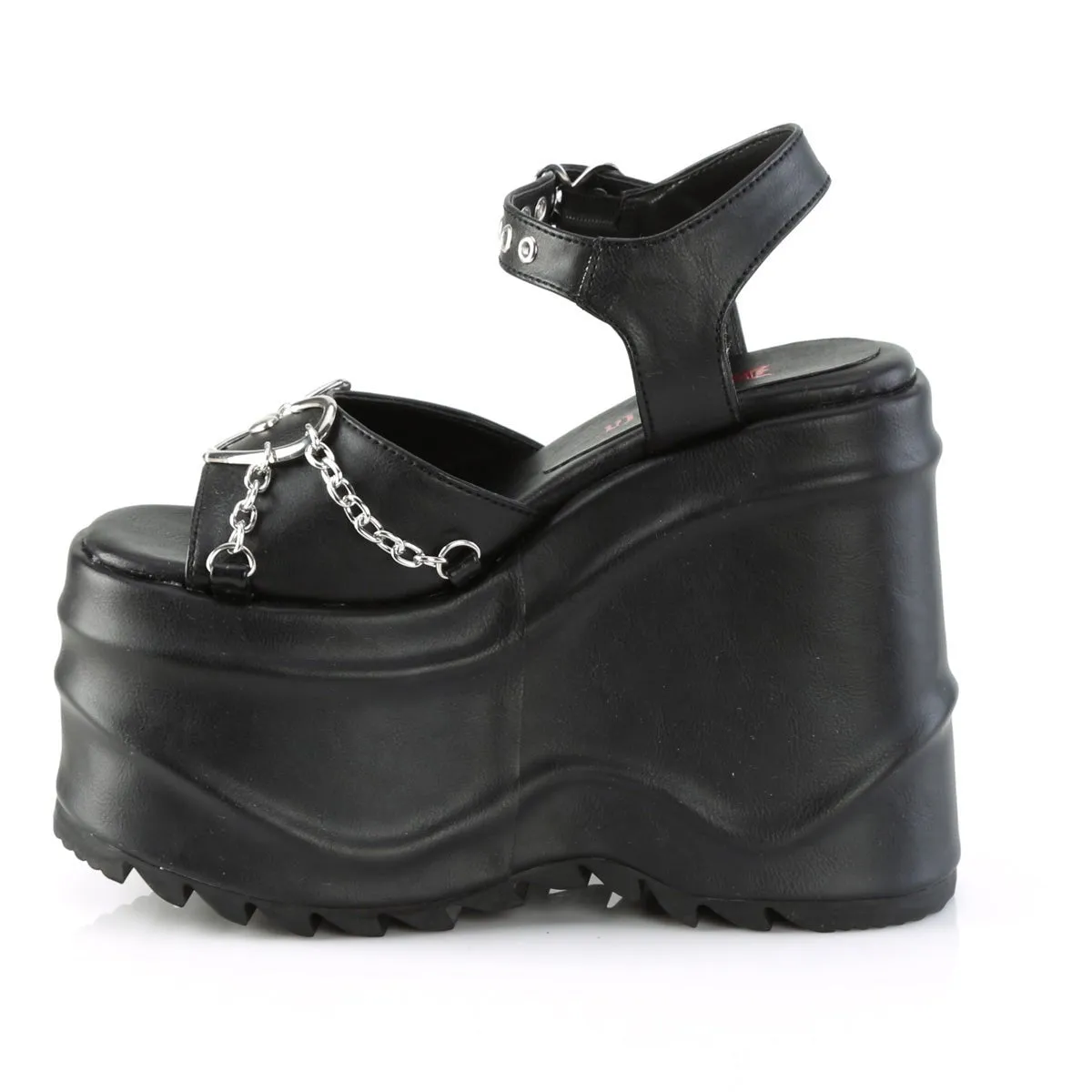 Demonia WAVE-09 | Black Vegan Leather Sandals