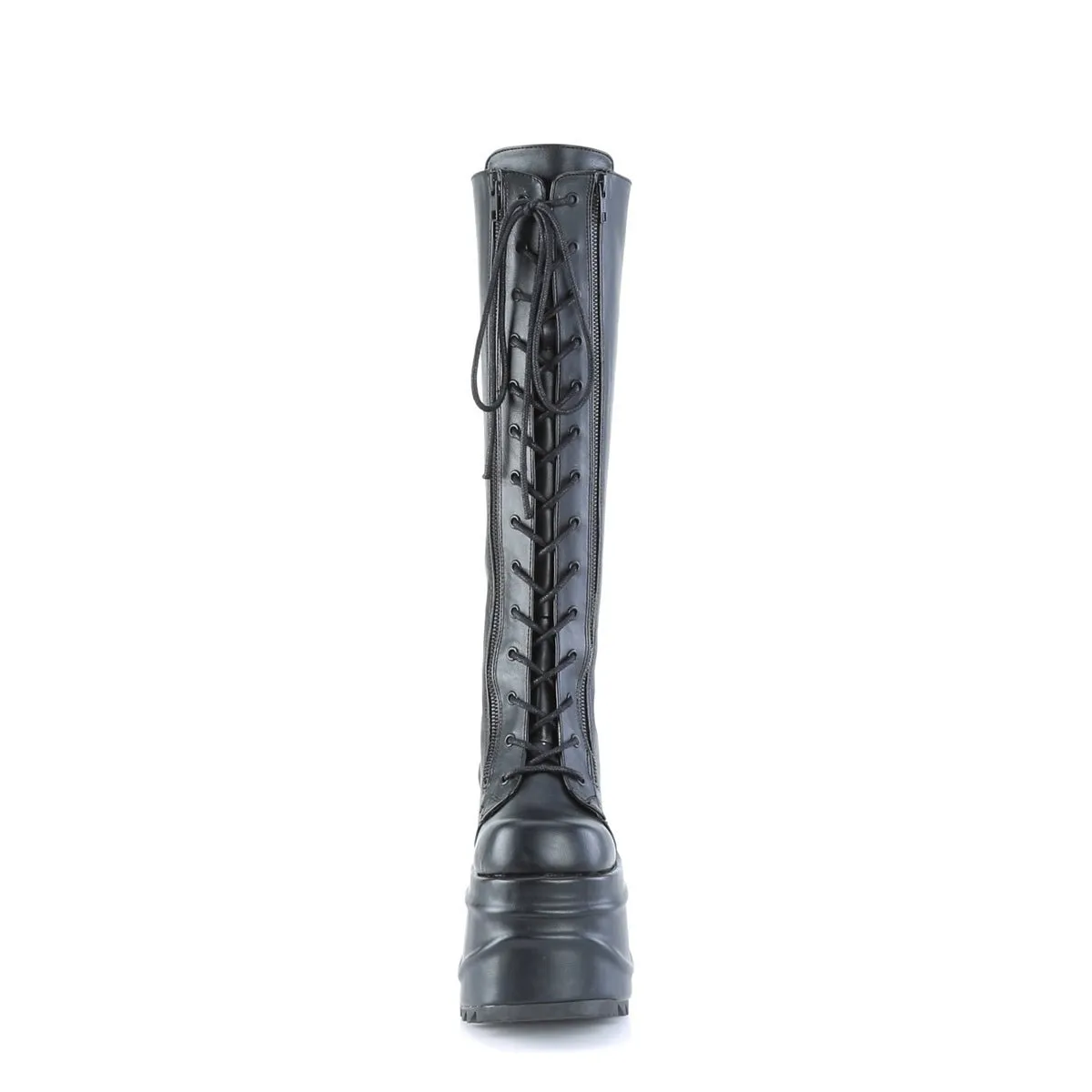 Demonia WAVE-200 | Black Vegan Leather Knee High Boots