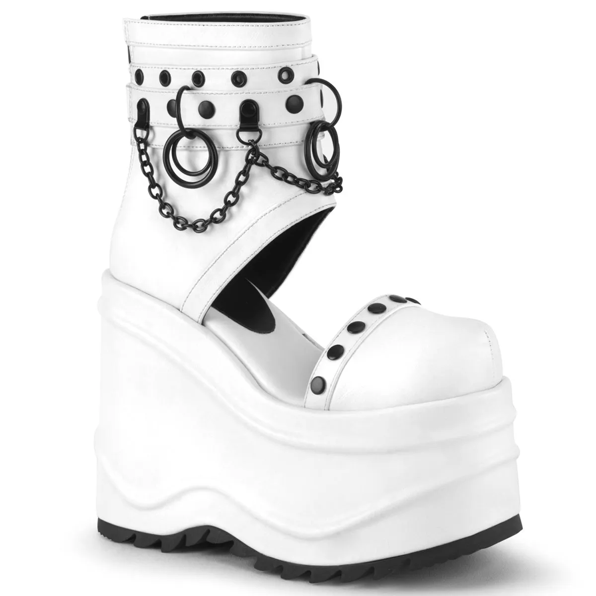 Demonia WAVE-22 | White Vegan Leather Sandals