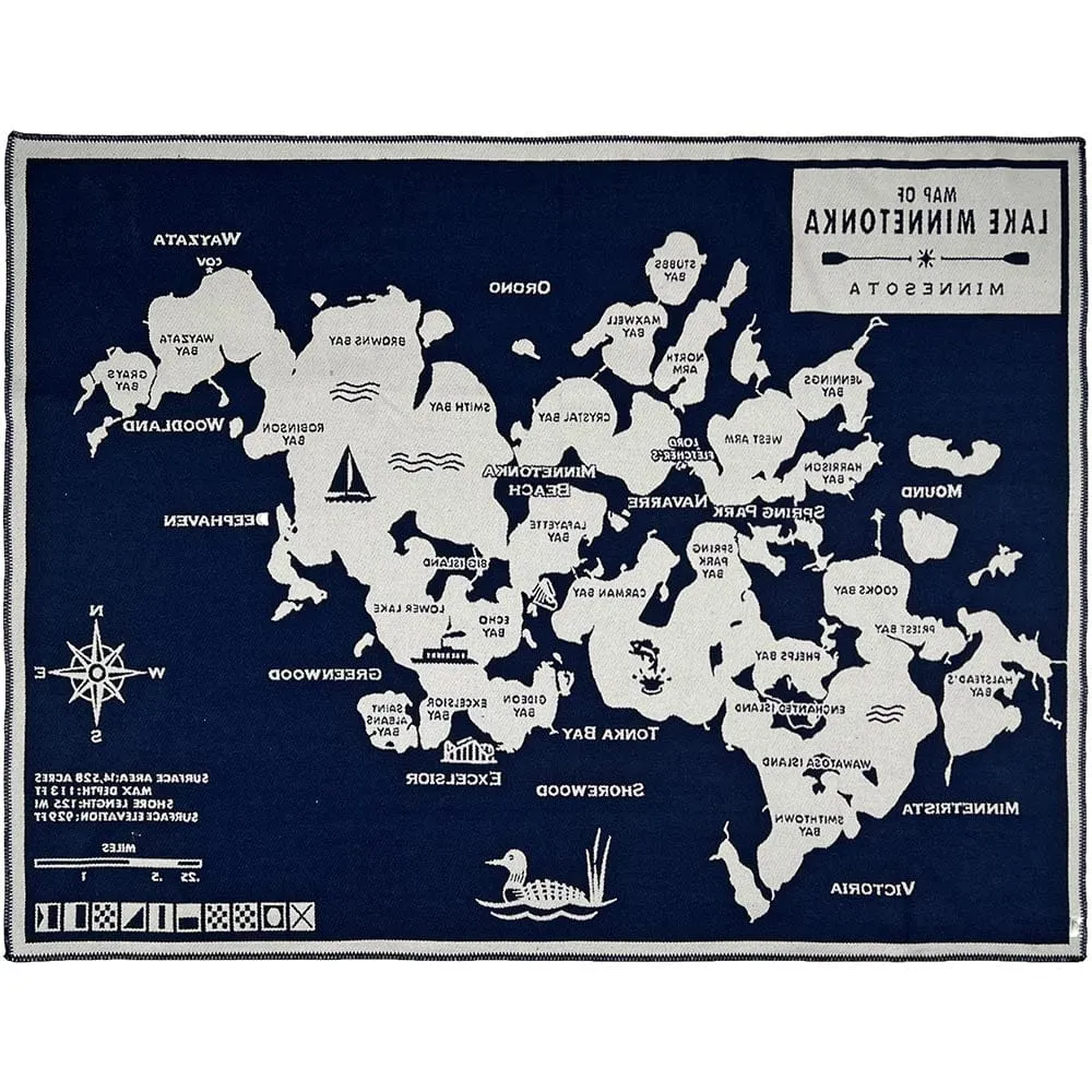 Factory Second Lake Minnetonka Map Cotton Throw