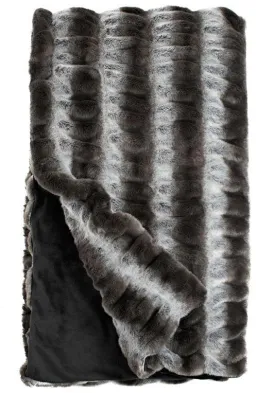 Grey Chinchilla Couture Faux Fur Throw Blanket by Fabulous Furs