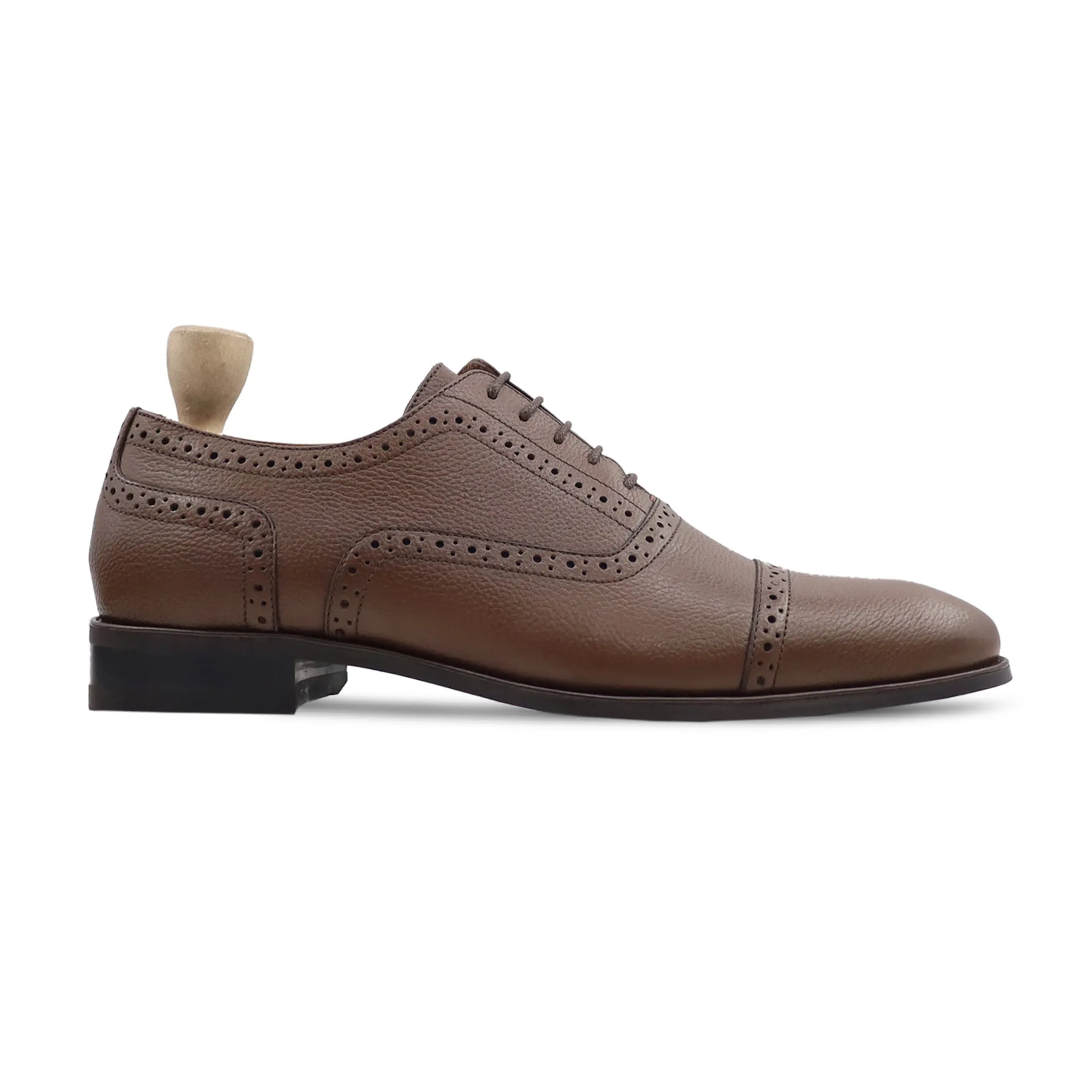 Ieper - Men's Brown Pebble Grain Leather Oxford Shoe