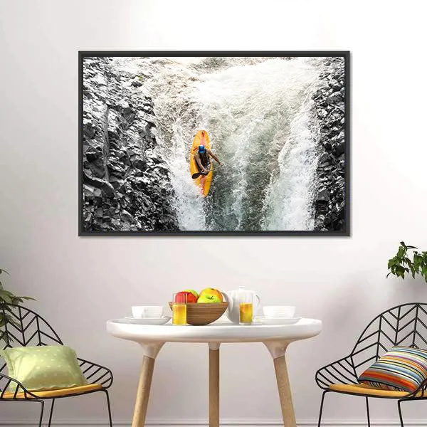 Kayaker In Diving Position Canvas Wall Art