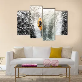 Kayaker In Diving Position Canvas Wall Art