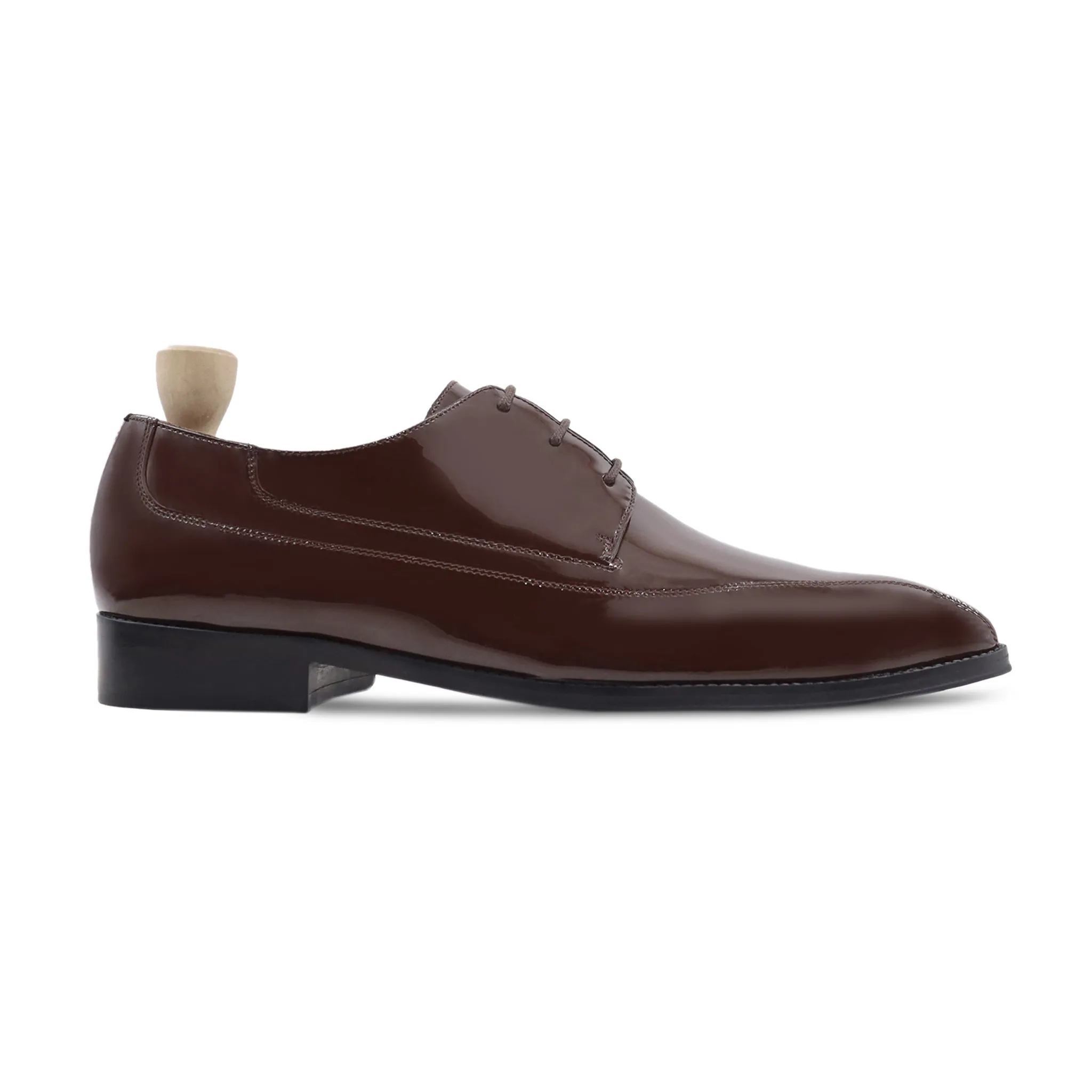 Liege - Men's Dark Brown Patent Derby Shoe