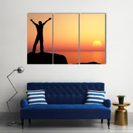 Man Greeting Sun Canvas Wall Art