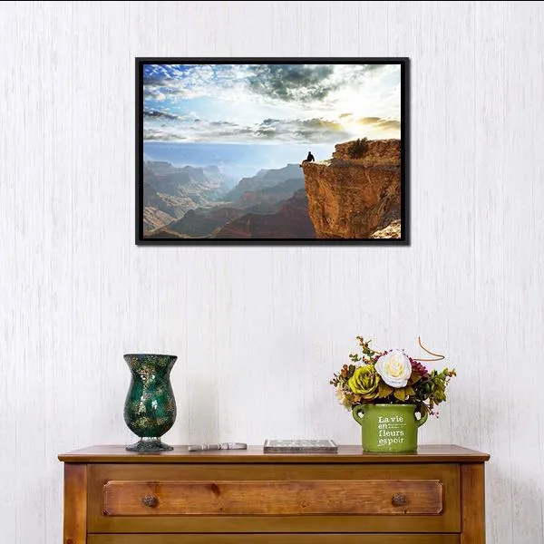 Man Sitting On Grand Canyon Canvas Wall Art