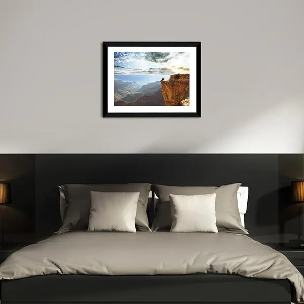 Man Sitting On Grand Canyon Canvas Wall Art