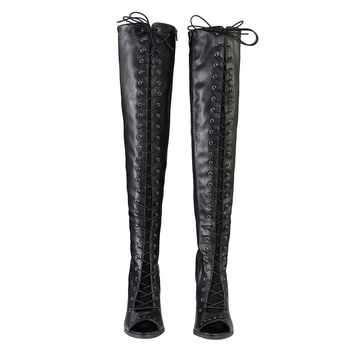 Milwaukee Leather MBL9421 Women's Black Lace-Up Knee-High Fashion