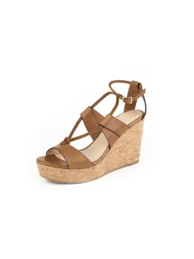 Nelson 100 Vacchetta Leather Cork Wedge - Tan