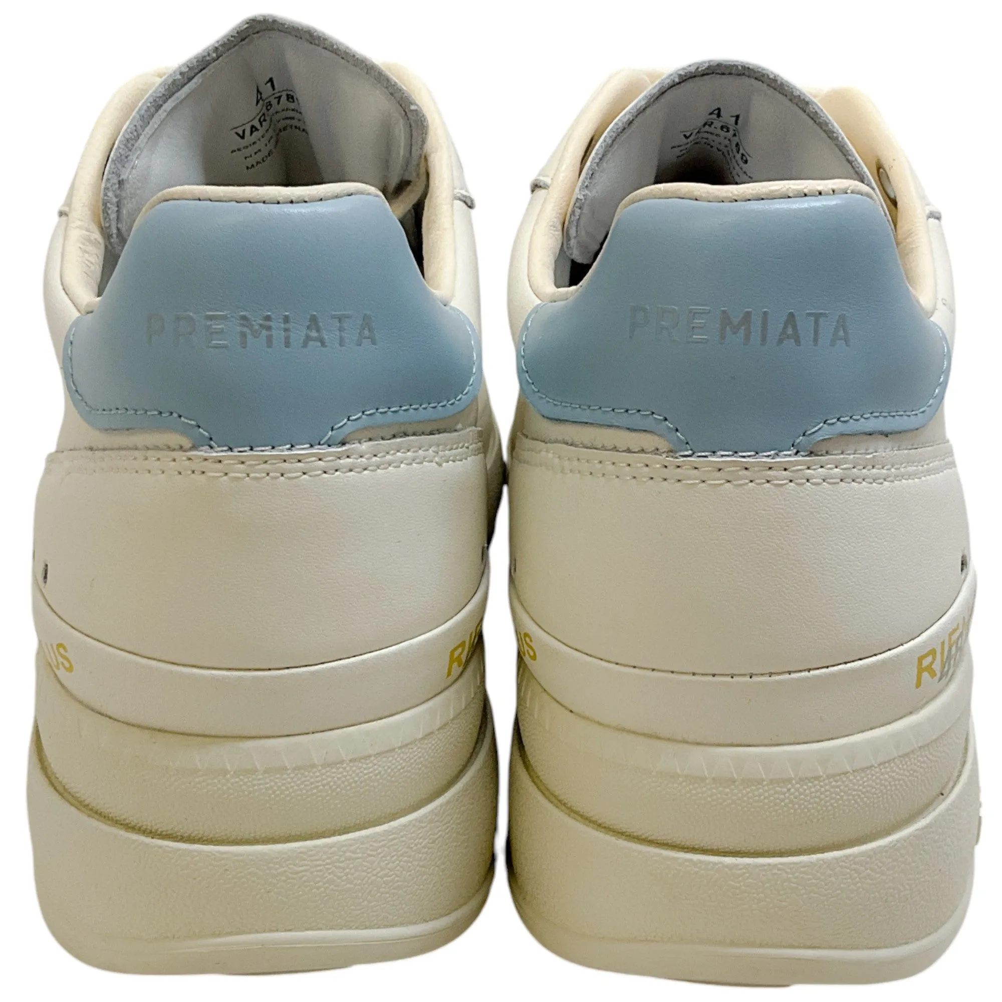 Premiata Ivory / Platinum Leather Micol Platform Sneakers