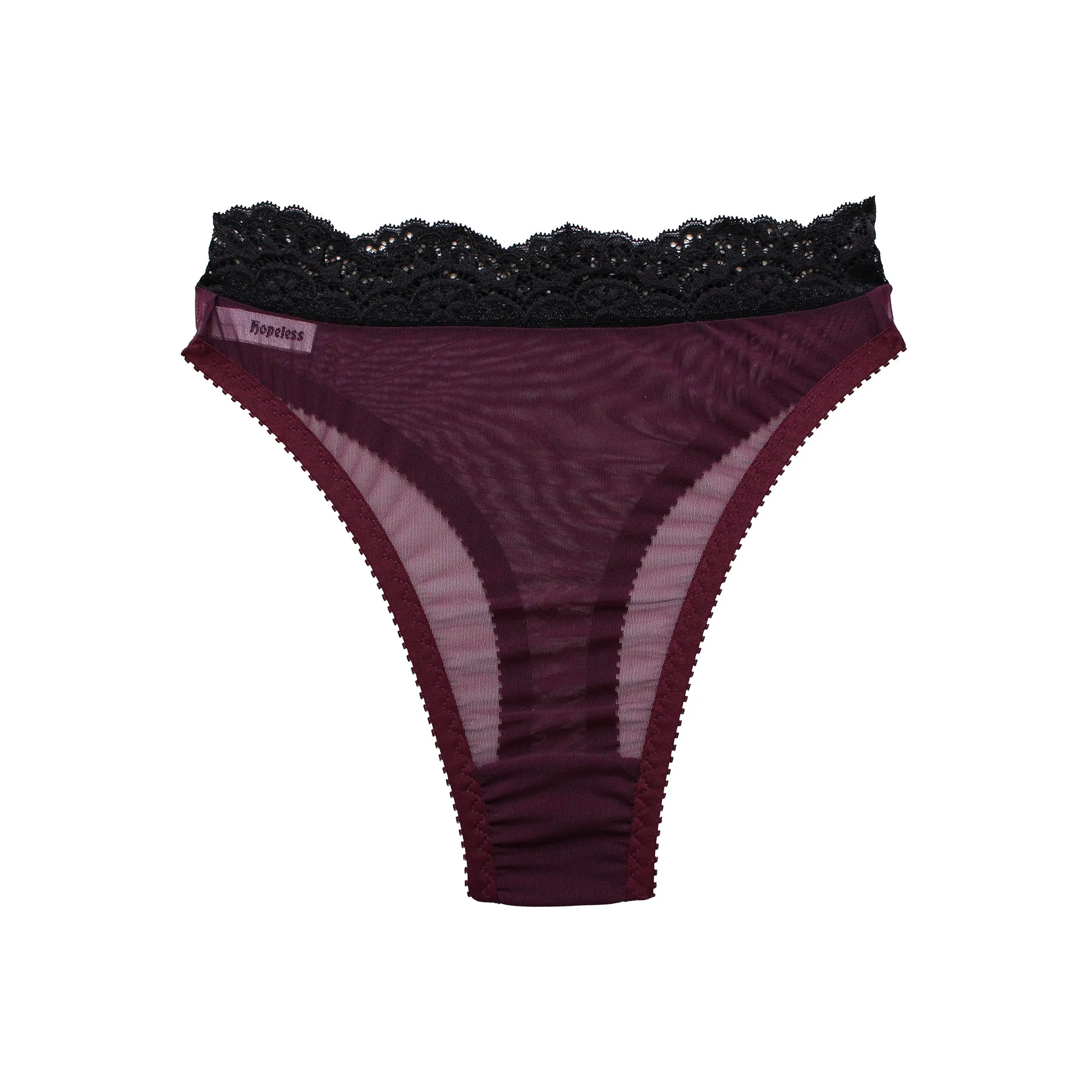 Sabrina Thong Purple Mesh with Lace Trim