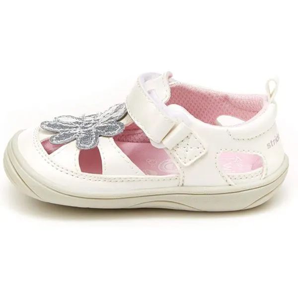 Stride Rite Alicia Baby Toddler Girls White Sandals (Machine Washable)