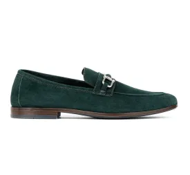 Suede Loafer with Metal Bit - Emerald