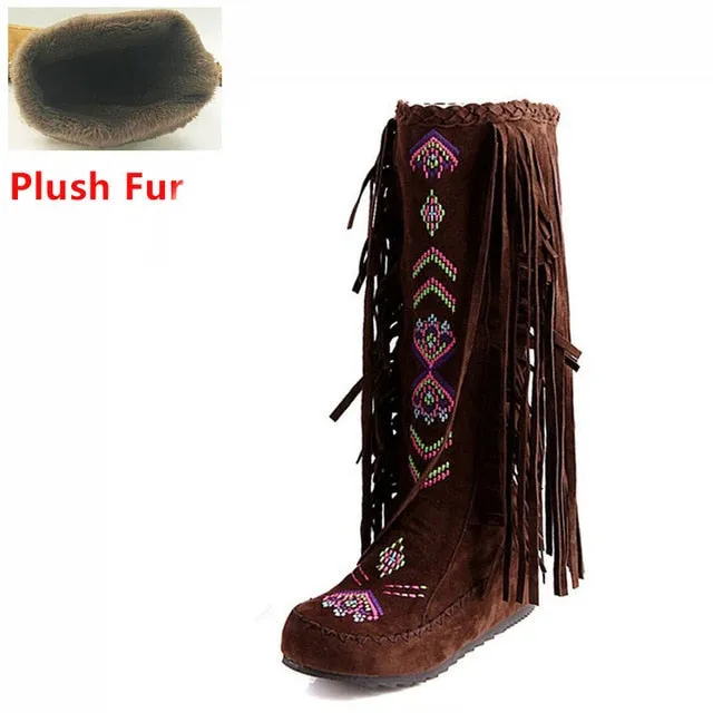 TEEK - Knee Moccasin Tassel Boots