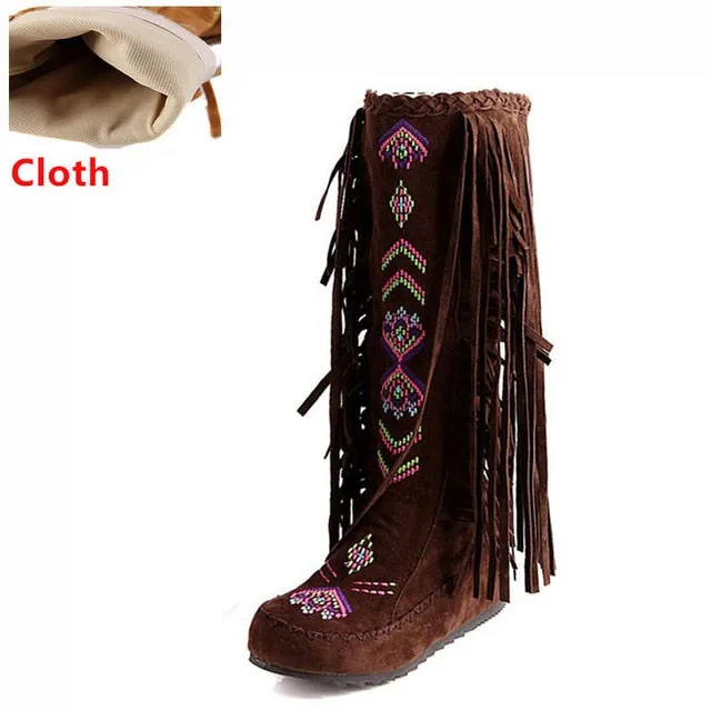 TEEK - Knee Moccasin Tassel Boots