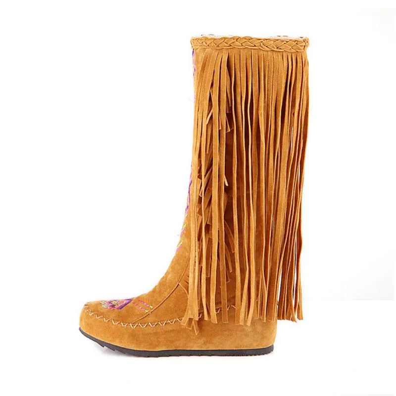 TEEK - Knee Moccasin Tassel Boots