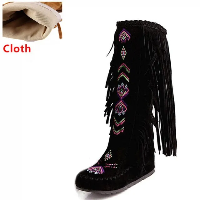 TEEK - Knee Moccasin Tassel Boots