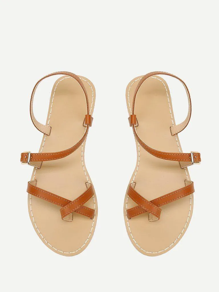 Toe Ring Strappy Flat Sandals