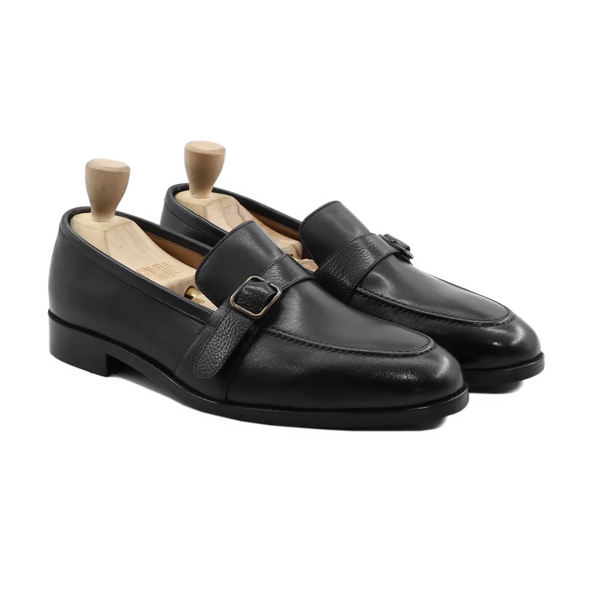 Tonbric - Men's Black Pebble Grain Leather Loafer