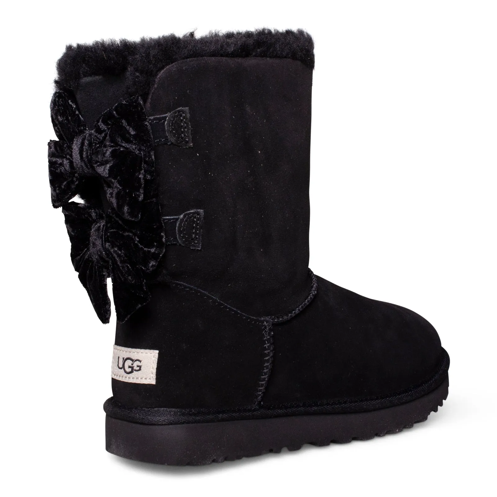 UGG Bailey Bow Crushed Velvet Black Boots - Women's