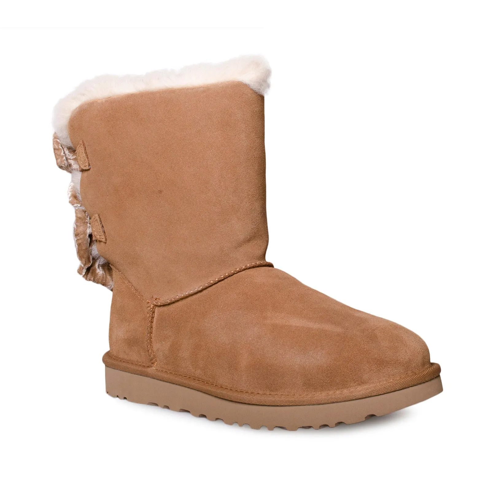 UGG Bailey Bow Crushed Velvet Chestnut Boots - Women's