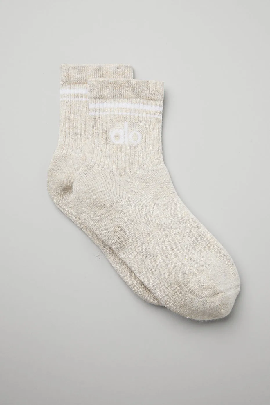 Unisex Half-Crew Throwback Sock - Oatmeal Heather/White